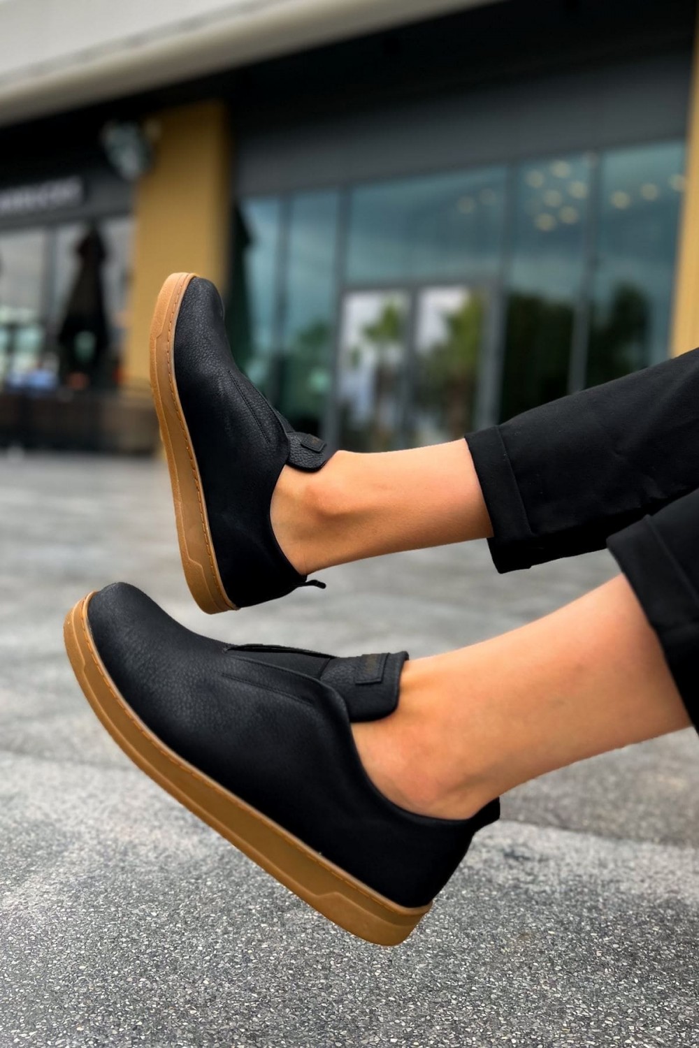 CH195 Rigidus Erkek Günlük Bağcıksız Krep Taban Cilt Spor Sneaker Ayakkabı CKT - Siyah – Chekich Erkek Ayakkabı