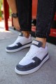 CH201 Hercules Erkek Günlük Bağcıklı Cilt Spor Sneaker Ayakkabı CBT - Beyaz/Antrasit