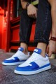 CH201 Hercules Erkek Günlük Bağcıklı Cilt Spor Sneaker Ayakkabı CBT - Beyaz/Mavi