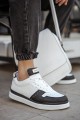 CH201 Hercules Erkek Günlük Bağcıklı Cilt Spor Sneaker Ayakkabı CBT - Beyaz/Siyah – Chekich Erkek Ayakkabı