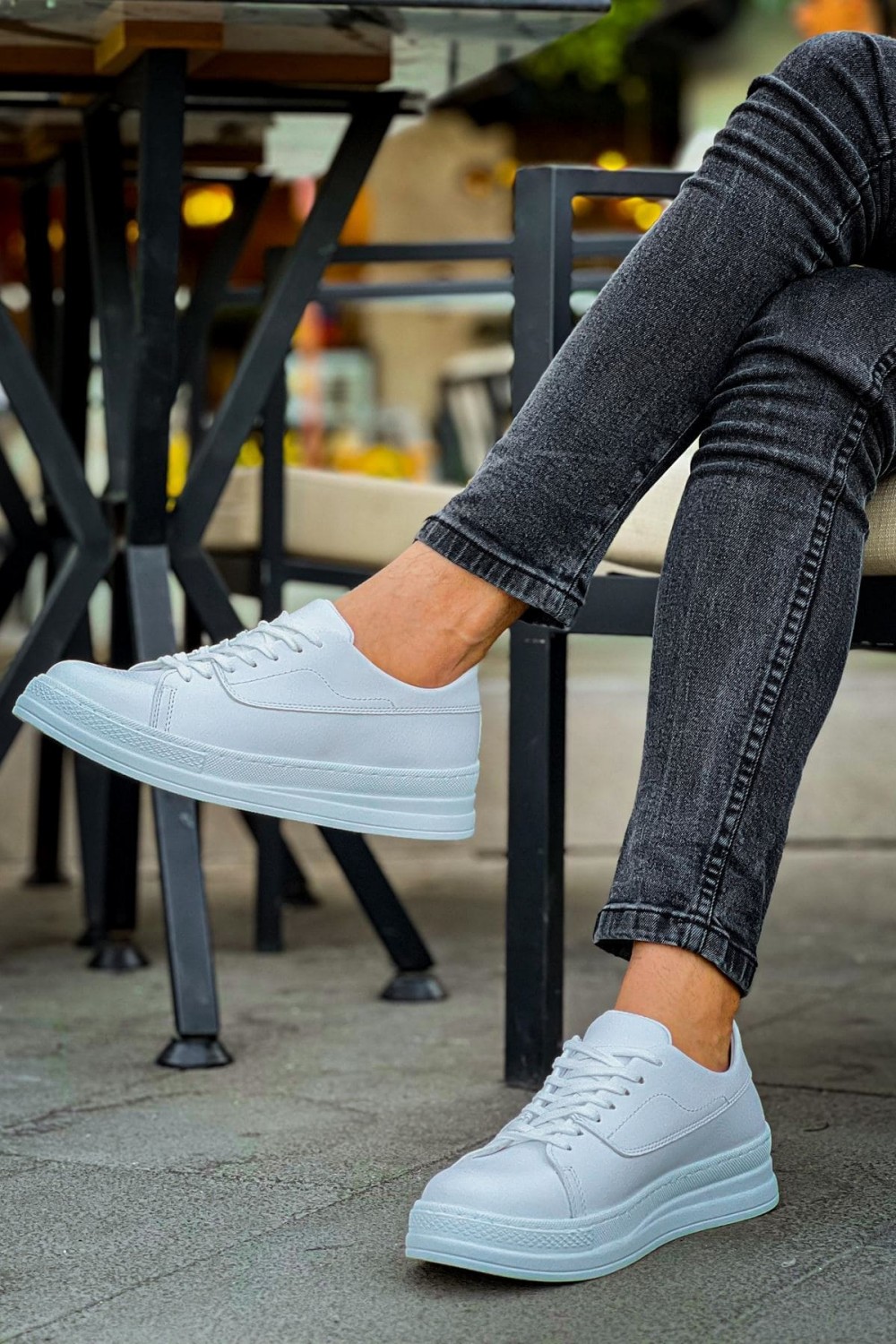 CH2401 Laiva Erkek Günlük Bağcıklı Cilt Spor Sneaker Ayakkabı CBT - Beyaz – Chekich Erkek Ayakkabı