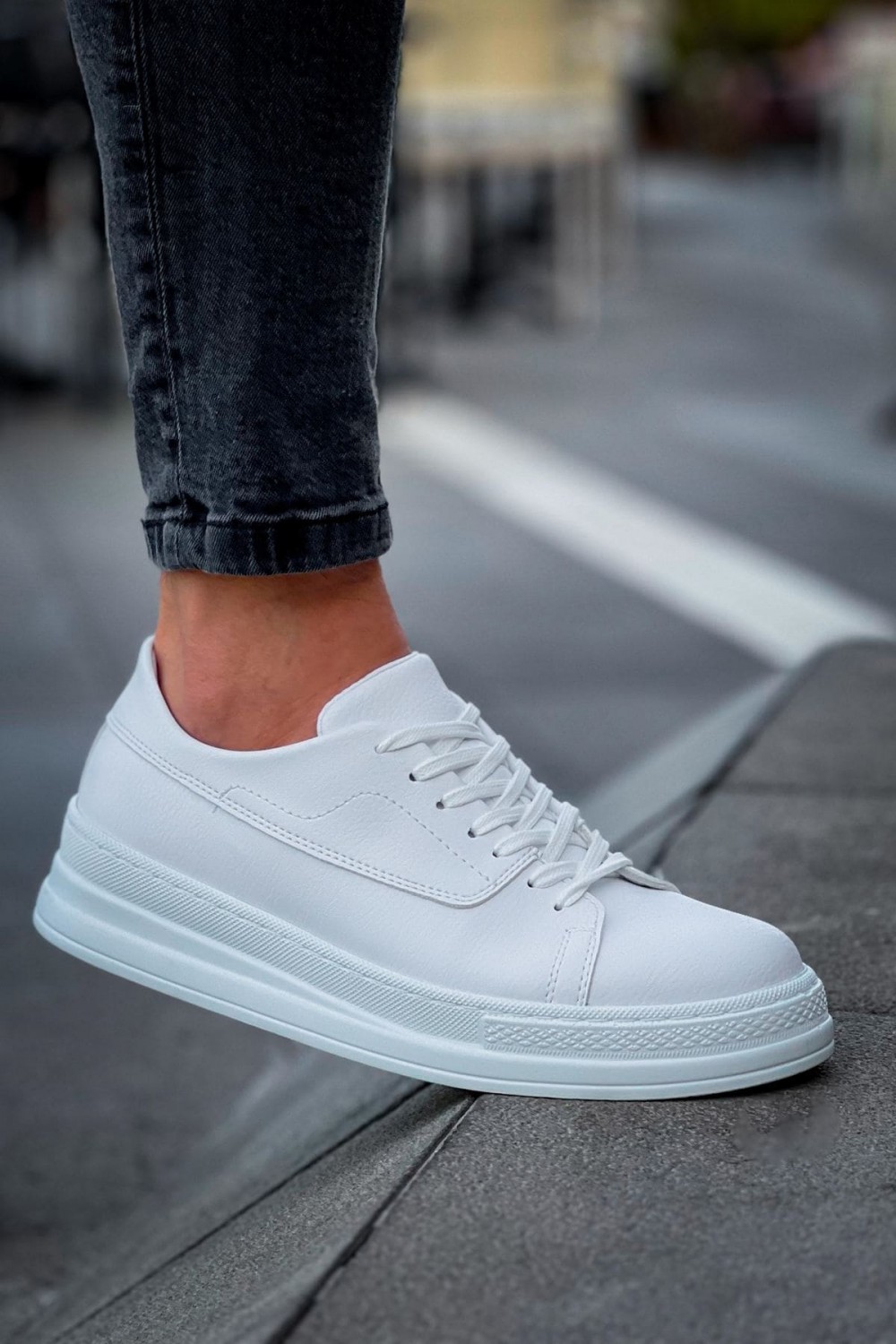 CH2401 Laiva Erkek Günlük Bağcıklı Cilt Spor Sneaker Ayakkabı CBT - Beyaz – Chekich Erkek Ayakkabı