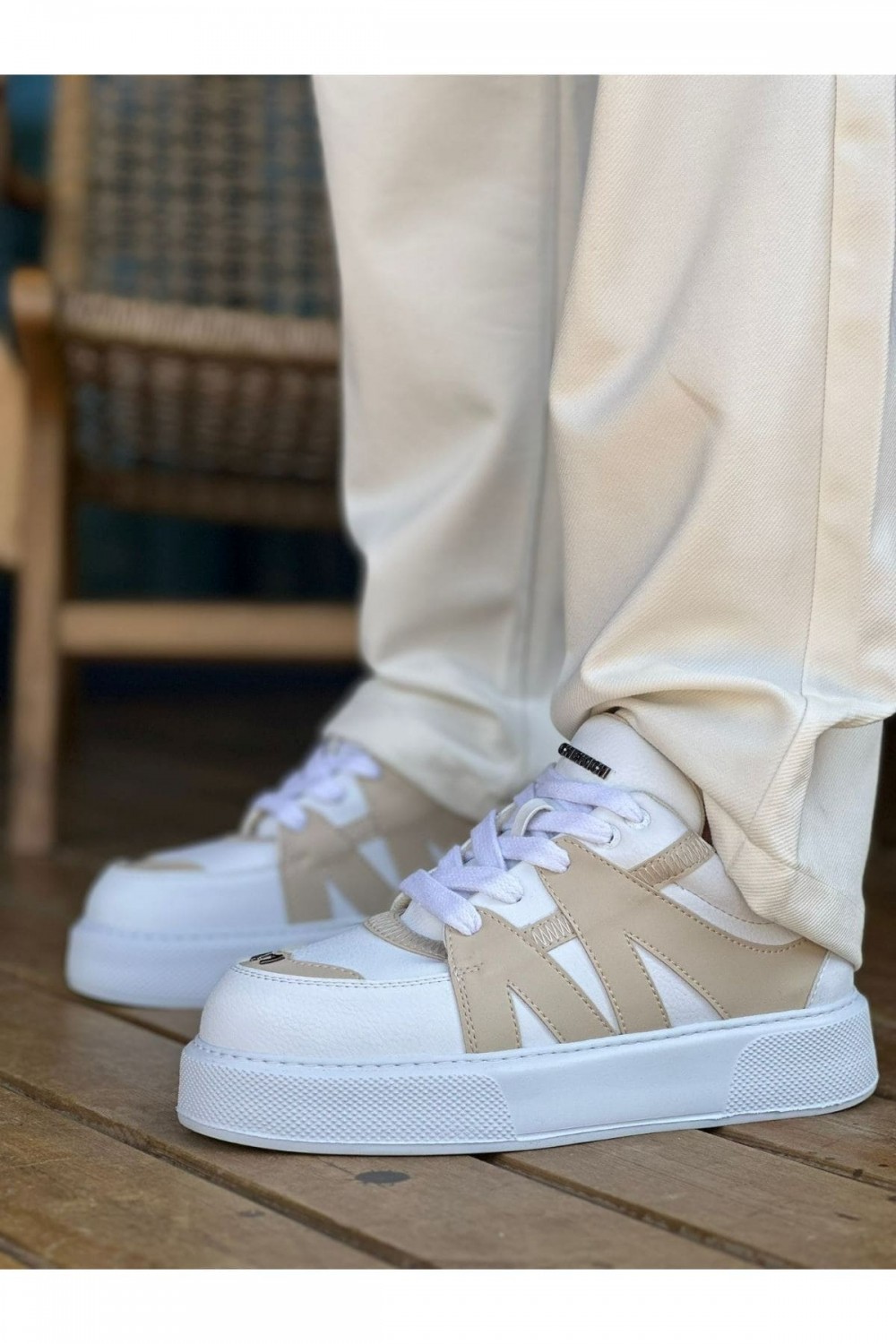 CH2407 Star - X Erkek Günlük Bağcıklı Cilt Spor Sneaker Ayakkabı CBT - Beyaz/Bej Erkek Ayakkabı CH2407 Star - X Erkek Günlük Bağcıklı Cilt Spor Sneaker Ayakkabı CBT - Beyaz/Bej – Chekich Erkek Ayakkabı