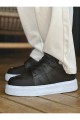 CH2407 Star - X Erkek Günlük Bağcıklı Cilt Spor Sneaker Ayakkabı CBT - Siyah