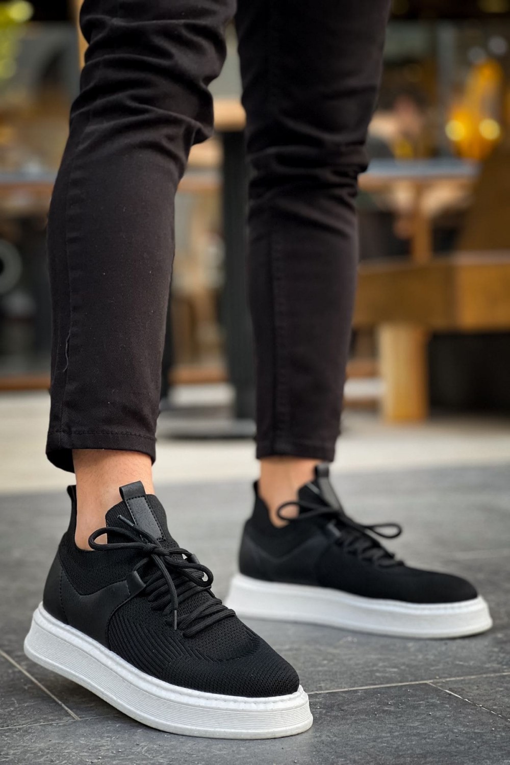 CH2408 Fusion Erkek Günlük Bağcıklı Triko Spor Sneaker Ayakkabı TBT - Siyah – Chekich Erkek Ayakkabı