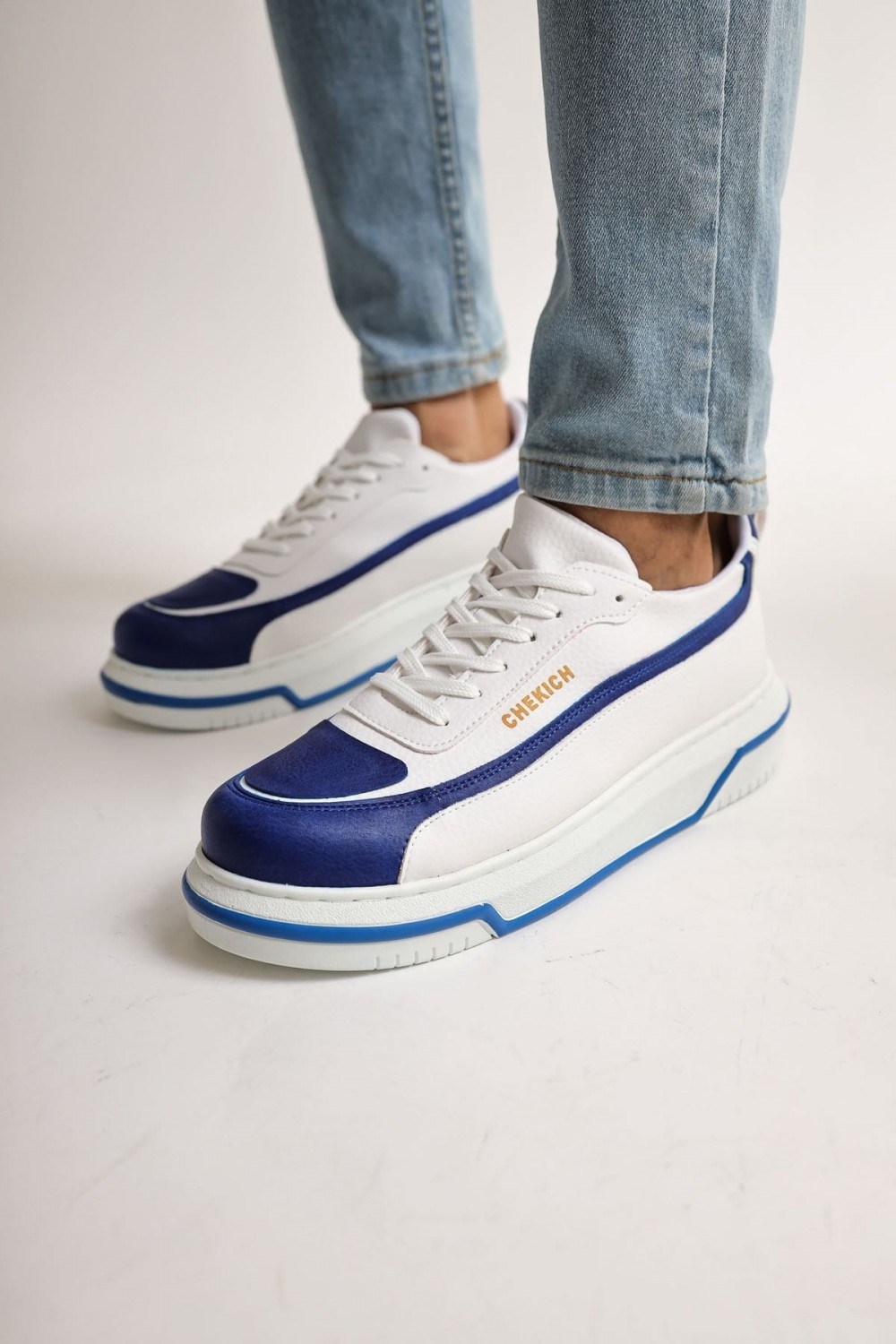 CH241 Signature Line Up Erkek Günlük Bağcıklı Cilt Spor Sneaker Ayakkabı CBT - Beyaz/Mavi Erkek Ayakkabı CH241 Signature Line Up Erkek Günlük Bağcıklı Cilt Spor Sneaker Ayakkabı CBT - Beyaz/Mavi – Chekich Erkek Ayakkabı