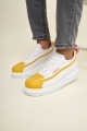 CH241 Signature Line Up Erkek Günlük Bağcıklı Cilt Spor Sneaker Ayakkabı CBT - Beyaz/Sarı