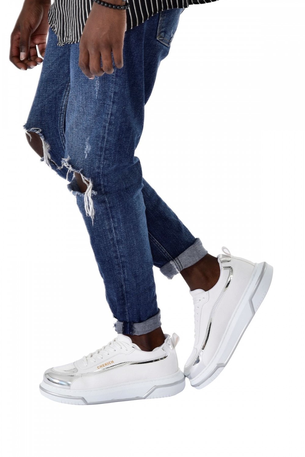 CH241 Signature Line Up Erkek Günlük Bağcıklı Cilt Spor Sneaker Ayakkabı CBT - Beyaz/Silver Erkek Ayakkabı CH241 Signature Line Up Erkek Günlük Bağcıklı Cilt Spor Sneaker Ayakkabı CBT - Beyaz/Silver – Chekich Erkek Ayakkabı