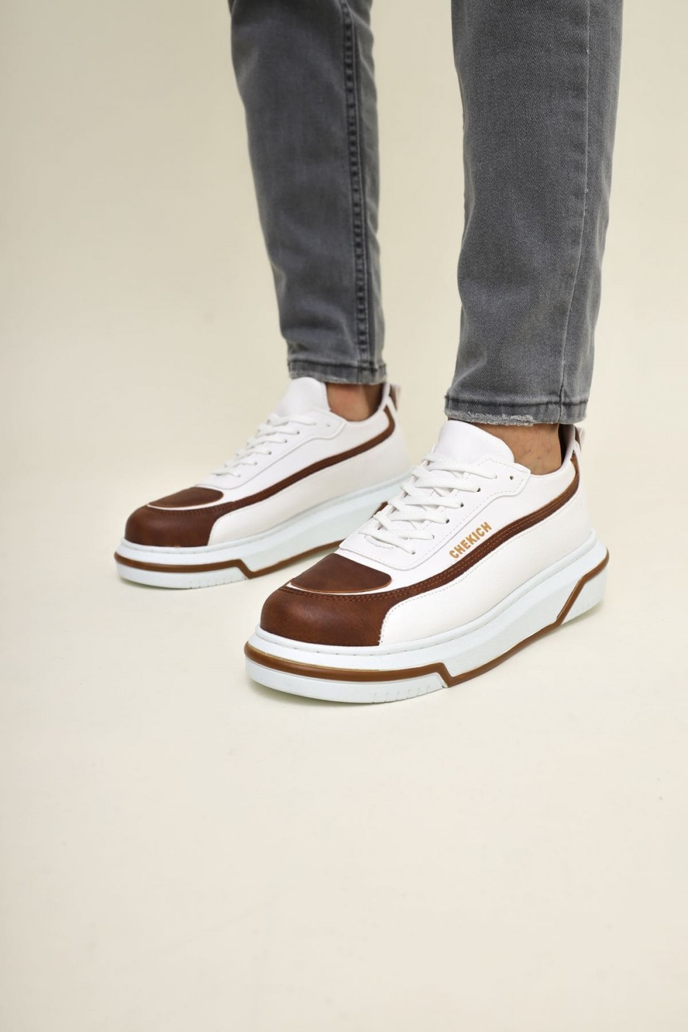 CH241 Signature Line Up Erkek Günlük Bağcıklı Cilt Spor Sneaker Ayakkabı CBT - Beyaz/Taba Erkek Ayakkabı CH241 Signature Line Up Erkek Günlük Bağcıklı Cilt Spor Sneaker Ayakkabı CBT - Beyaz/Taba – Chekich Erkek Ayakkabı