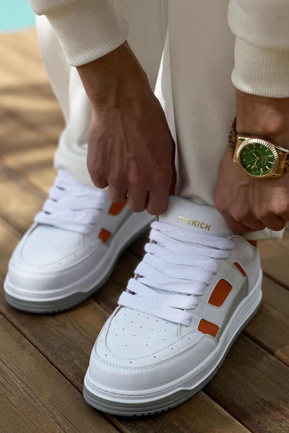 CH2410 Avax Erkek Günlük Bağcıklı Cilt Spor Sneaker Ayakkabı CBT - Beyaz/Turuncu Erkek Ayakkabı CH2410 Avax Erkek Günlük Bağcıklı Cilt Spor Sneaker Ayakkabı CBT - Beyaz/Turuncu – Chekich Erkek Ayakkabı