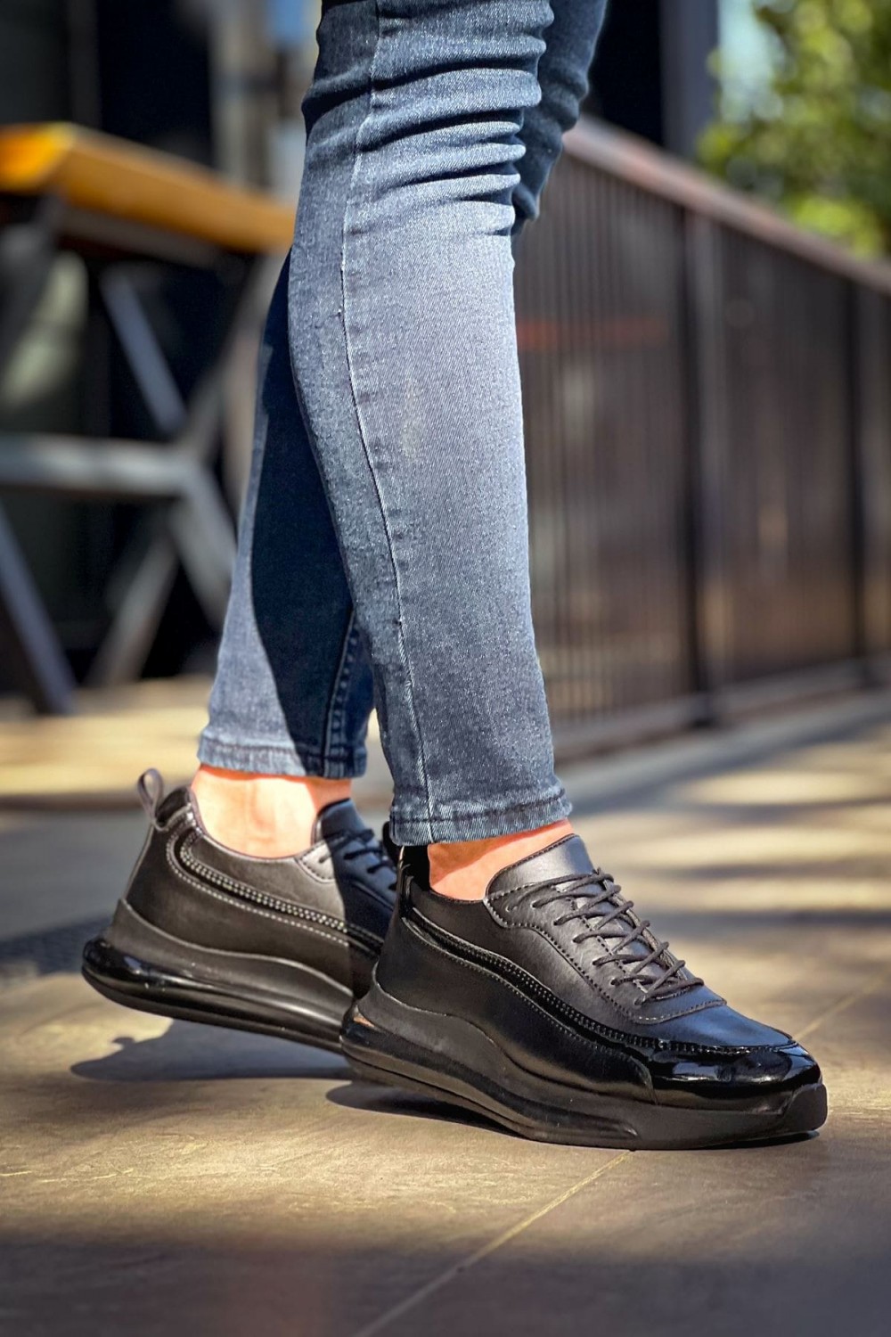 CH2419 Cools Erkek Günlük Bağcıklı Cilt Rugan Spor Sneaker Ayakkabı CRST - Siyah – Chekich Erkek Ayakkabı