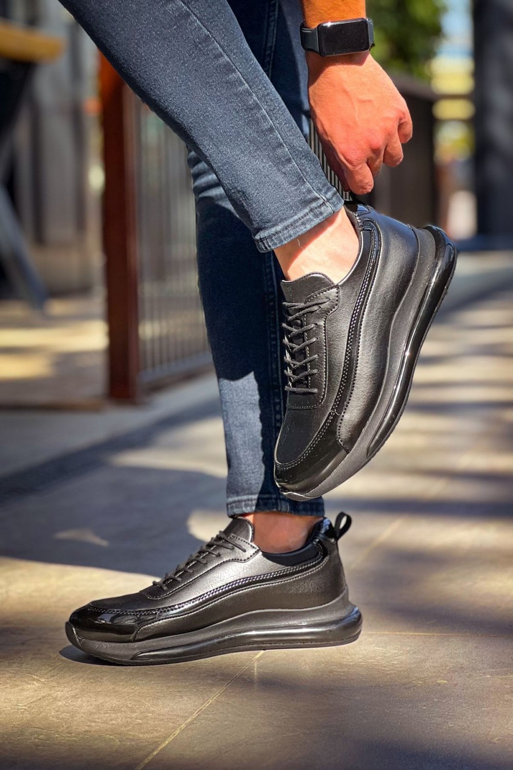CH2419 Cools Erkek Günlük Bağcıklı Cilt Rugan Spor Sneaker Ayakkabı CRST - Siyah – Chekich Erkek Ayakkabı