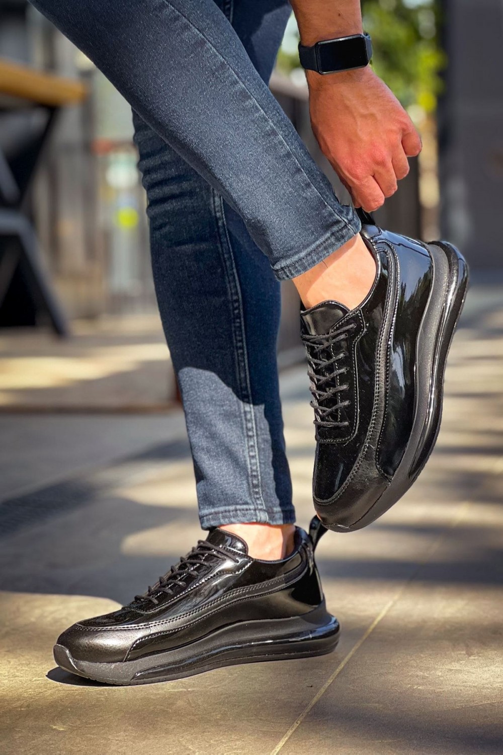 CH2419 Cools Erkek Günlük Bağcıklı Rugan Cilt Spor Sneaker Ayakkabı RCST - Siyah – Chekich Erkek Ayakkabı