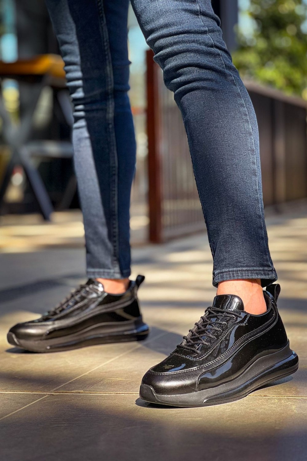 CH2419 Cools Erkek Günlük Bağcıklı Rugan Cilt Spor Sneaker Ayakkabı RCST - Siyah – Chekich Erkek Ayakkabı