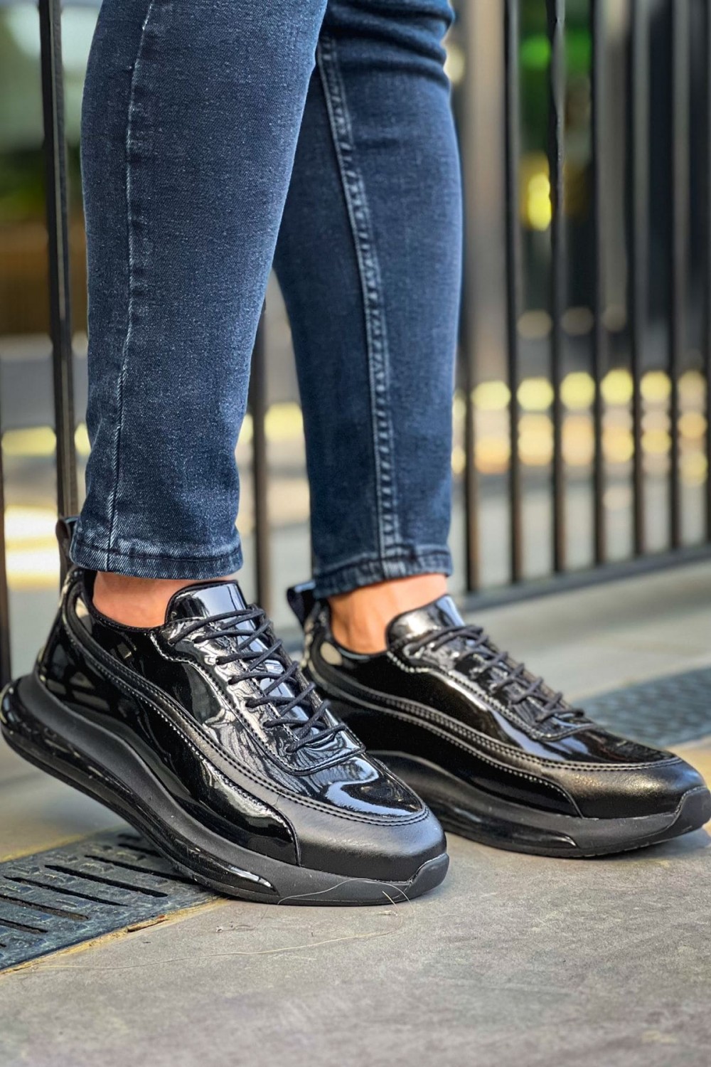 CH2419 Cools Erkek Günlük Bağcıklı Rugan Cilt Spor Sneaker Ayakkabı RCST - Siyah – Chekich Erkek Ayakkabı