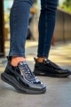 CH2419 Cools Erkek Günlük Bağcıklı Rugan Cilt Spor Sneaker Ayakkabı RCST - Siyah