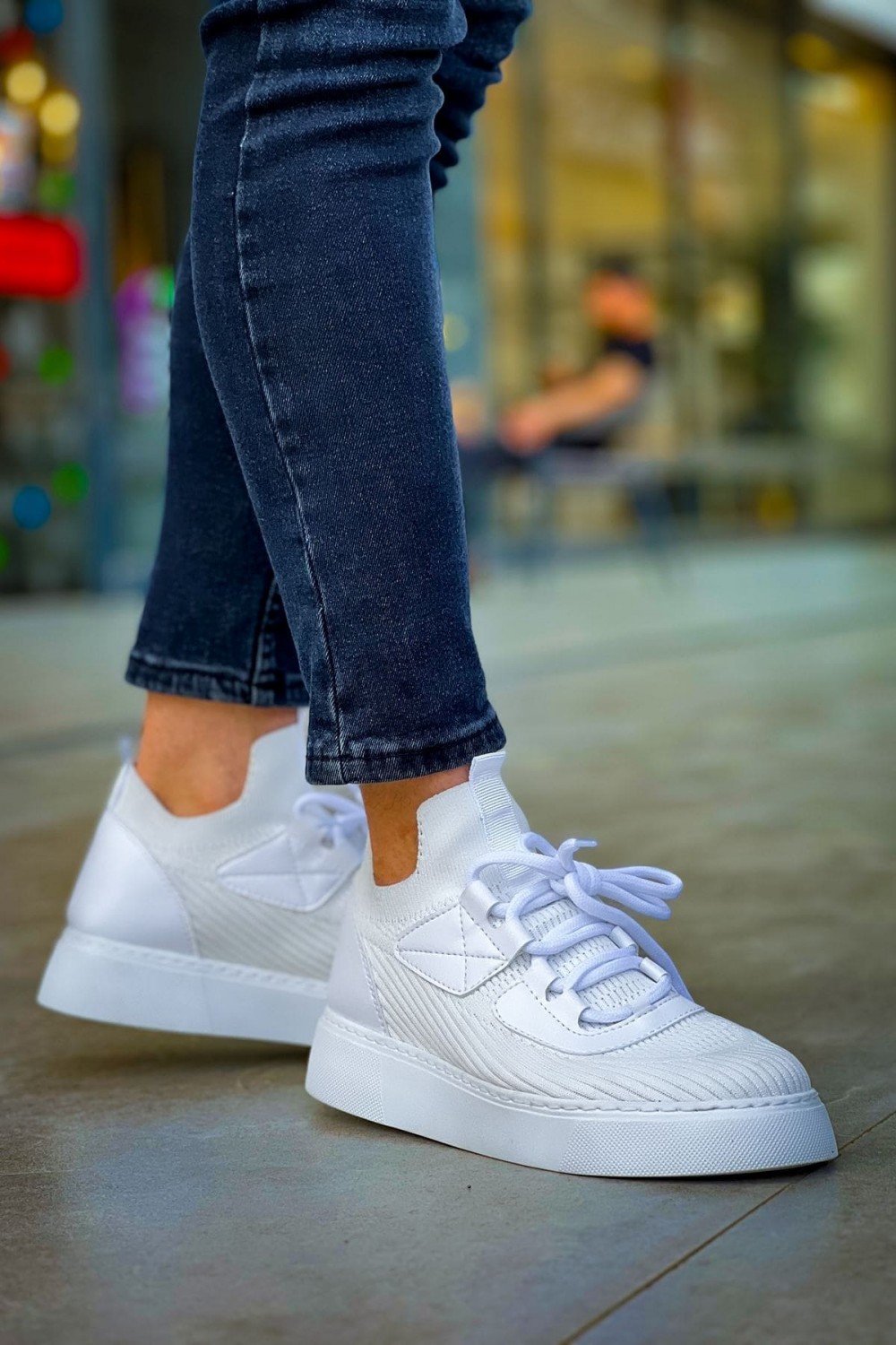 CH2425 Yezz Erkek Günlük Bağcıklı Triko Spor Sneaker Ayakkabı TBT - Beyaz Erkek Ayakkabı CH2425 Yezz Erkek Günlük Bağcıklı Triko Spor Sneaker Ayakkabı TBT - Beyaz – Chekich Erkek Ayakkabı