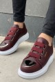 CH251 Mirror Erkek Günlük Lastikli Cilt Spor Sneaker Ayakkabı CBT - Bordo