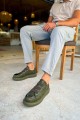 CH251 Mirror Erkek Günlük Lastikli Cilt Spor Sneaker Ayakkabı CHT - Haki