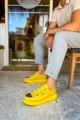 CH251 Mirror Erkek Günlük Lastikli Cilt Spor Sneaker Ayakkabı CST - Sarı