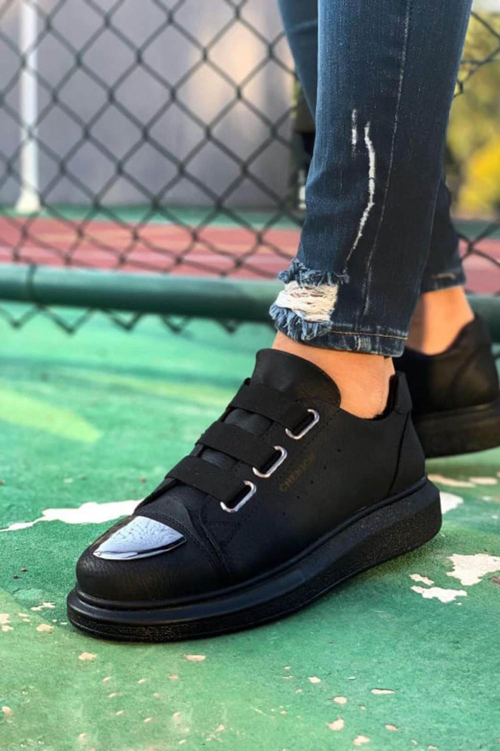 CH251 Mirror Erkek Günlük Lastikli Cilt Spor Sneaker Ayakkabı CST - Siyah Erkek Ayakkabı CH251 Mirror Erkek Günlük Lastikli Cilt Spor Sneaker Ayakkabı CST - Siyah – Chekich Erkek Ayakkabı