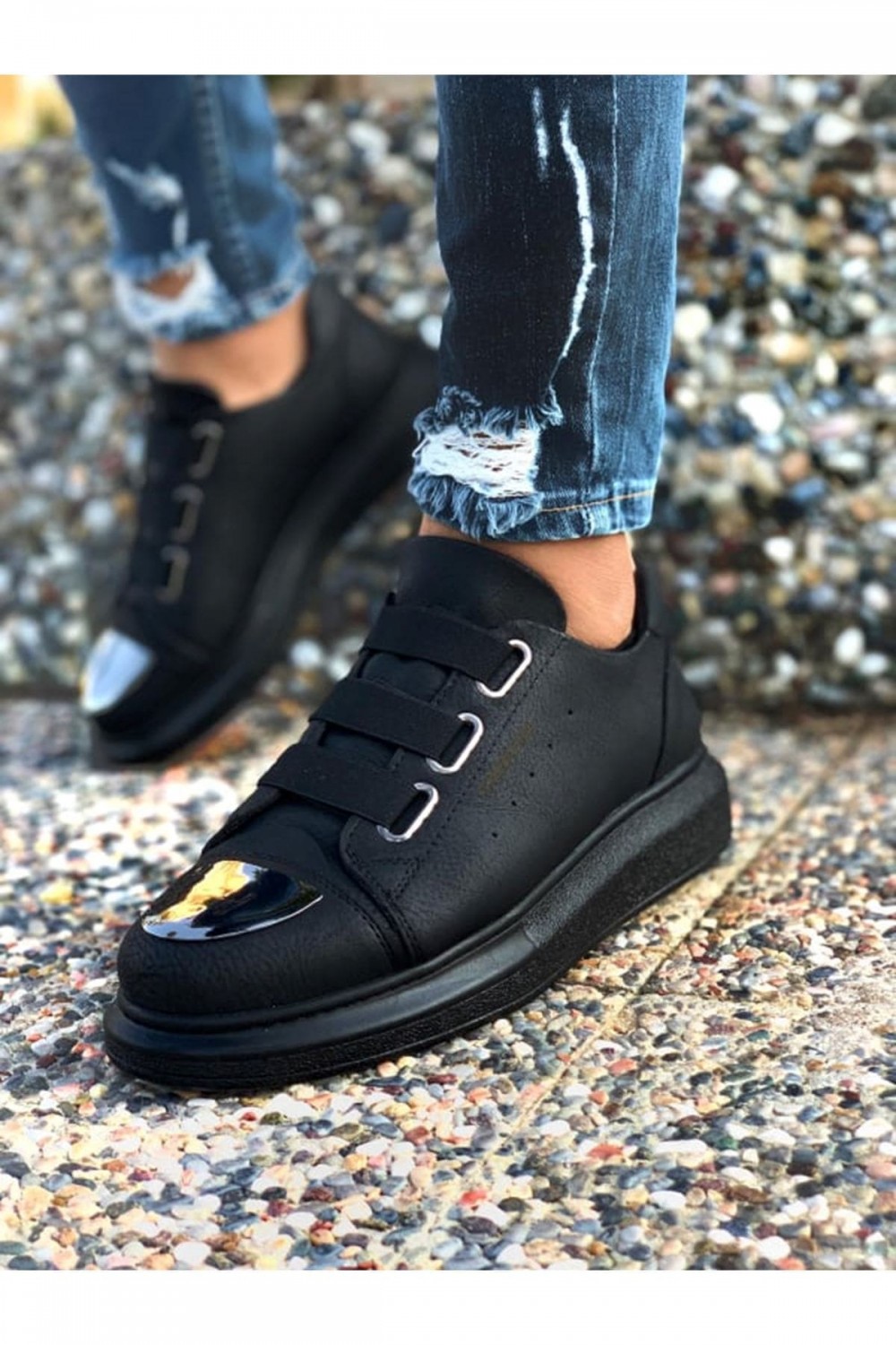 CH251 Mirror Erkek Günlük Lastikli Cilt Spor Sneaker Ayakkabı CST - Siyah Erkek Ayakkabı CH251 Mirror Erkek Günlük Lastikli Cilt Spor Sneaker Ayakkabı CST - Siyah – Chekich Erkek Ayakkabı