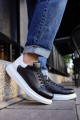 CH256 Estrella Erkek Günlük Bağcıklı Cilt Spor Sneaker Ayakkabı CBT - Siyah/Beyaz – Chekich Erkek Ayakkabı
