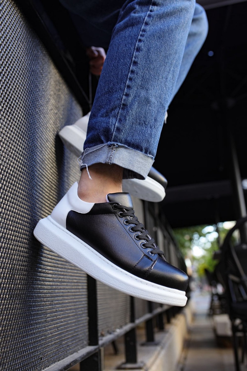 CH256 Estrella Erkek Günlük Bağcıklı Cilt Spor Sneaker Ayakkabı CBT - Siyah/Beyaz – Chekich Erkek Ayakkabı
