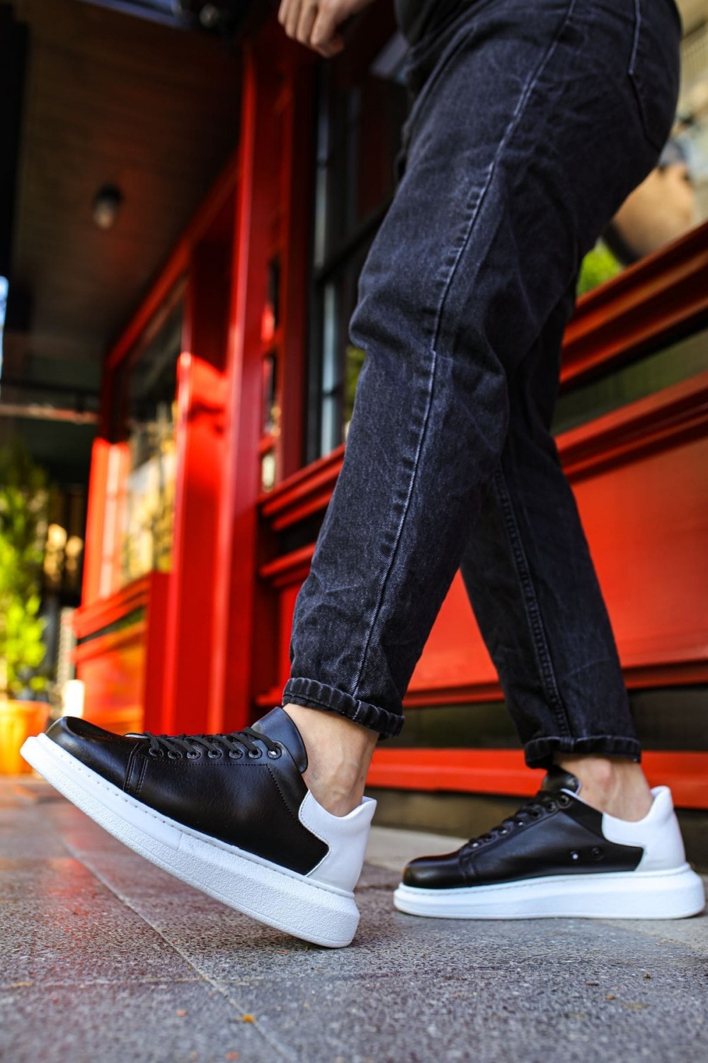 CH256 Estrella Erkek Günlük Bağcıklı Cilt Spor Sneaker Ayakkabı CBT - Siyah/Beyaz – Chekich Erkek Ayakkabı