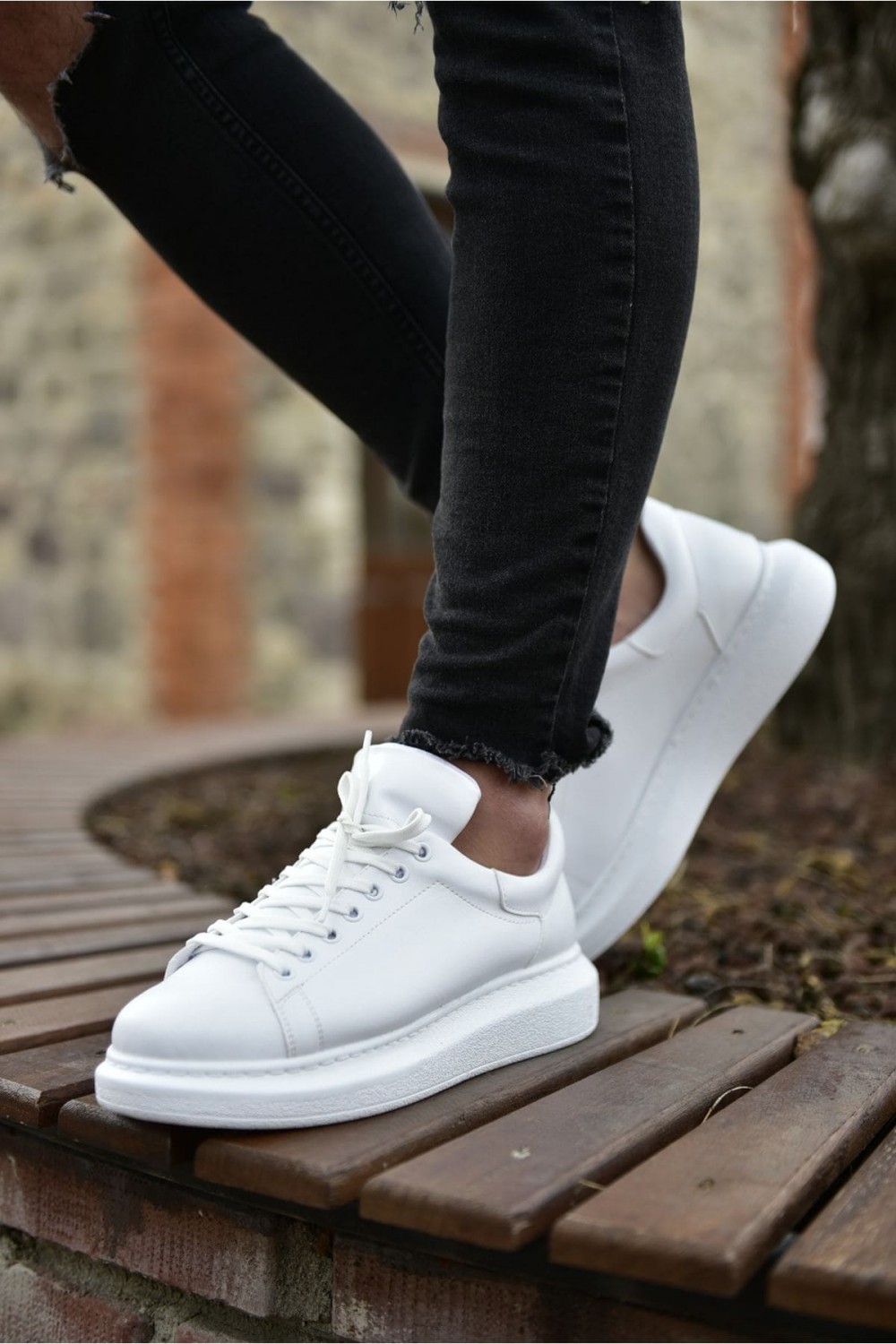 CH257 Estrellas Erkek Günlük Bağcıklı Cilt Spor Sneaker Ayakkabı CBT - Beyaz – Chekich Erkek Ayakkabı