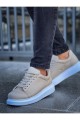 CH257 Estrellas Erkek Günlük Bağcıklı Cilt Spor Sneaker Ayakkabı CBT - Krem – Chekich Erkek Ayakkabı