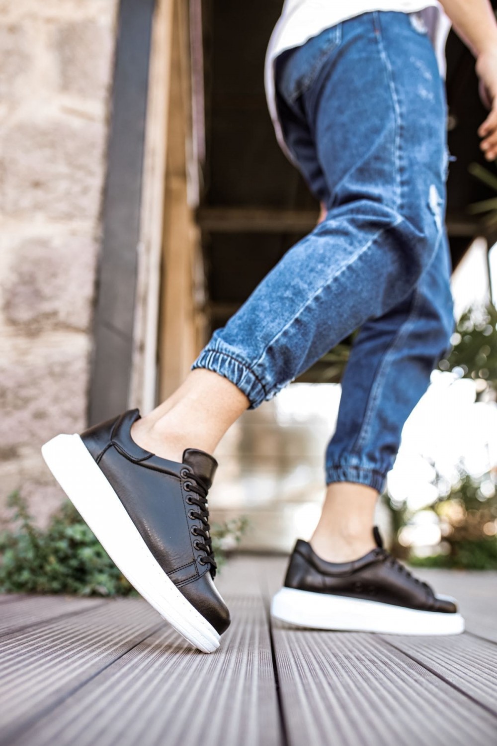 CH257 Estrellas Erkek Günlük Bağcıklı Cilt Spor Sneaker Ayakkabı CBT - Siyah – Chekich Erkek Ayakkabı