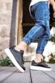CH257 Estrellas Erkek Günlük Bağcıklı Cilt Spor Sneaker Ayakkabı CBT - Siyah – Chekich Erkek Ayakkabı