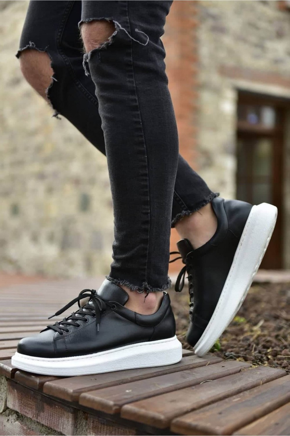 CH257 Estrellas Erkek Günlük Bağcıklı Cilt Spor Sneaker Ayakkabı CBT - Siyah – Chekich Erkek Ayakkabı