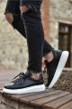 CH257 Estrellas Erkek Günlük Bağcıklı Cilt Spor Sneaker Ayakkabı CBT - Siyah – Chekich Erkek Ayakkabı