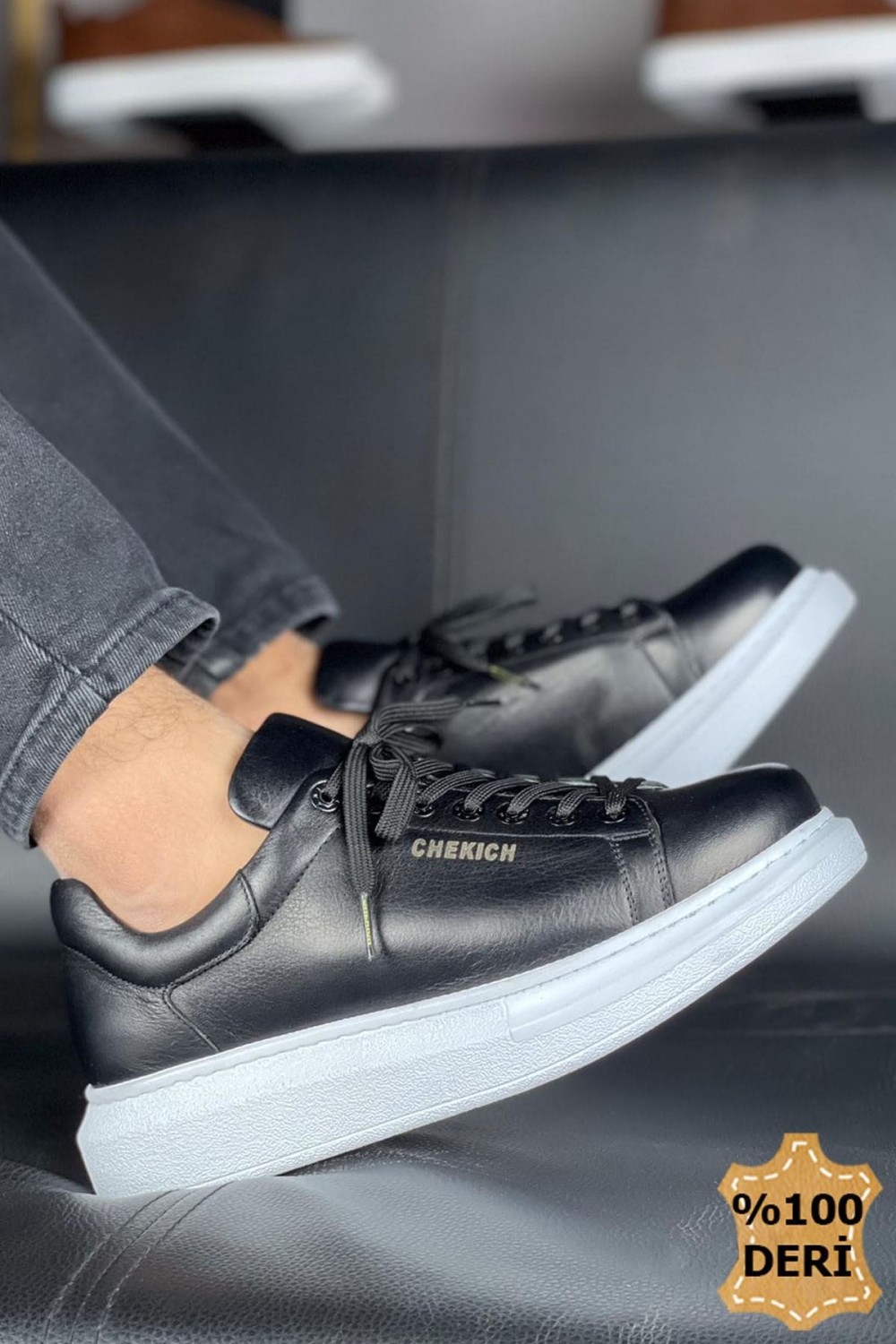 CH257 Estrellas Erkek Günlük Bağcıklı Hakiki Deri Spor Sneaker Ayakkabı DBT - Siyah Erkek Ayakkabı CH257 Estrellas Erkek Günlük Bağcıklı Hakiki Deri Spor Sneaker Ayakkabı DBT - Siyah – Chekich Erkek Ayakkabı