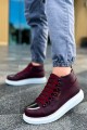CH267 Roma Mirror Erkek Spor Günlük Bağcıklı Cilt Bot CBT - Bordo
