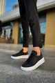 CH271 Ariaso Erkek Günlük Bağcıklı Cilt Spor Sneaker Ayakkabı CBT - Siyah