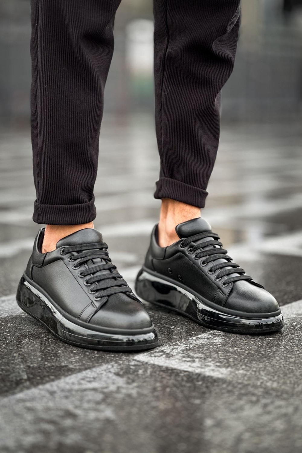 CH295 Sollıevo Erkek Günlük Bağcıklı Cilt Spor Sneaker Ayakkabı CST - Siyah Erkek Ayakkabı CH295 Sollıevo Erkek Günlük Bağcıklı Cilt Spor Sneaker Ayakkabı CST - Siyah – Chekich Erkek Ayakkabı