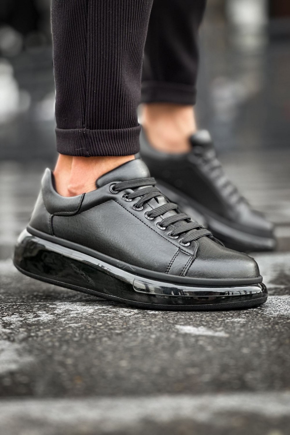 CH295 Sollıevo Erkek Günlük Bağcıklı Cilt Spor Sneaker Ayakkabı CST - Siyah Erkek Ayakkabı CH295 Sollıevo Erkek Günlük Bağcıklı Cilt Spor Sneaker Ayakkabı CST - Siyah – Chekich Erkek Ayakkabı