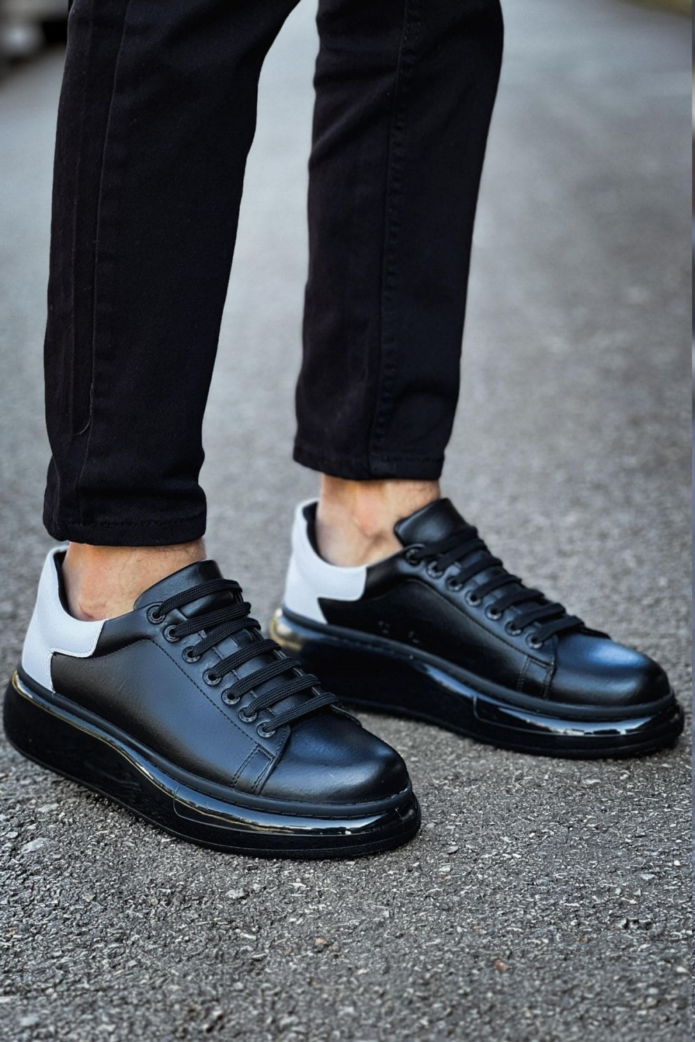 CH295 Sollıevo Erkek Günlük Bağcıklı Cilt Spor Sneaker Ayakkabı CST - Siyah/Beyaz Erkek Ayakkabı CH295 Sollıevo Erkek Günlük Bağcıklı Cilt Spor Sneaker Ayakkabı CST - Siyah/Beyaz – Chekich Erkek Ayakkabı