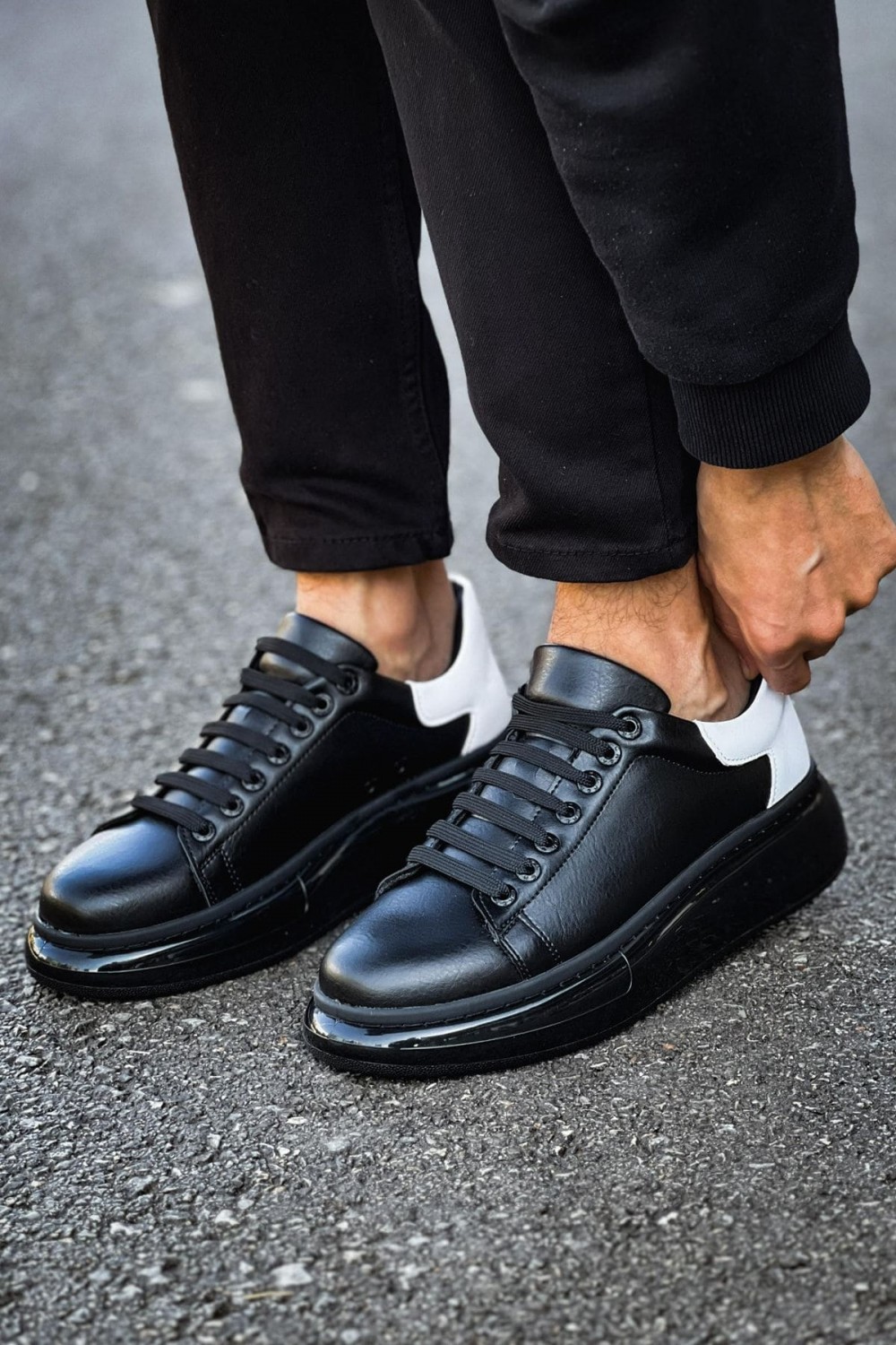 CH295 Sollıevo Erkek Günlük Bağcıklı Cilt Spor Sneaker Ayakkabı CST - Siyah/Beyaz Erkek Ayakkabı CH295 Sollıevo Erkek Günlük Bağcıklı Cilt Spor Sneaker Ayakkabı CST - Siyah/Beyaz – Chekich Erkek Ayakkabı
