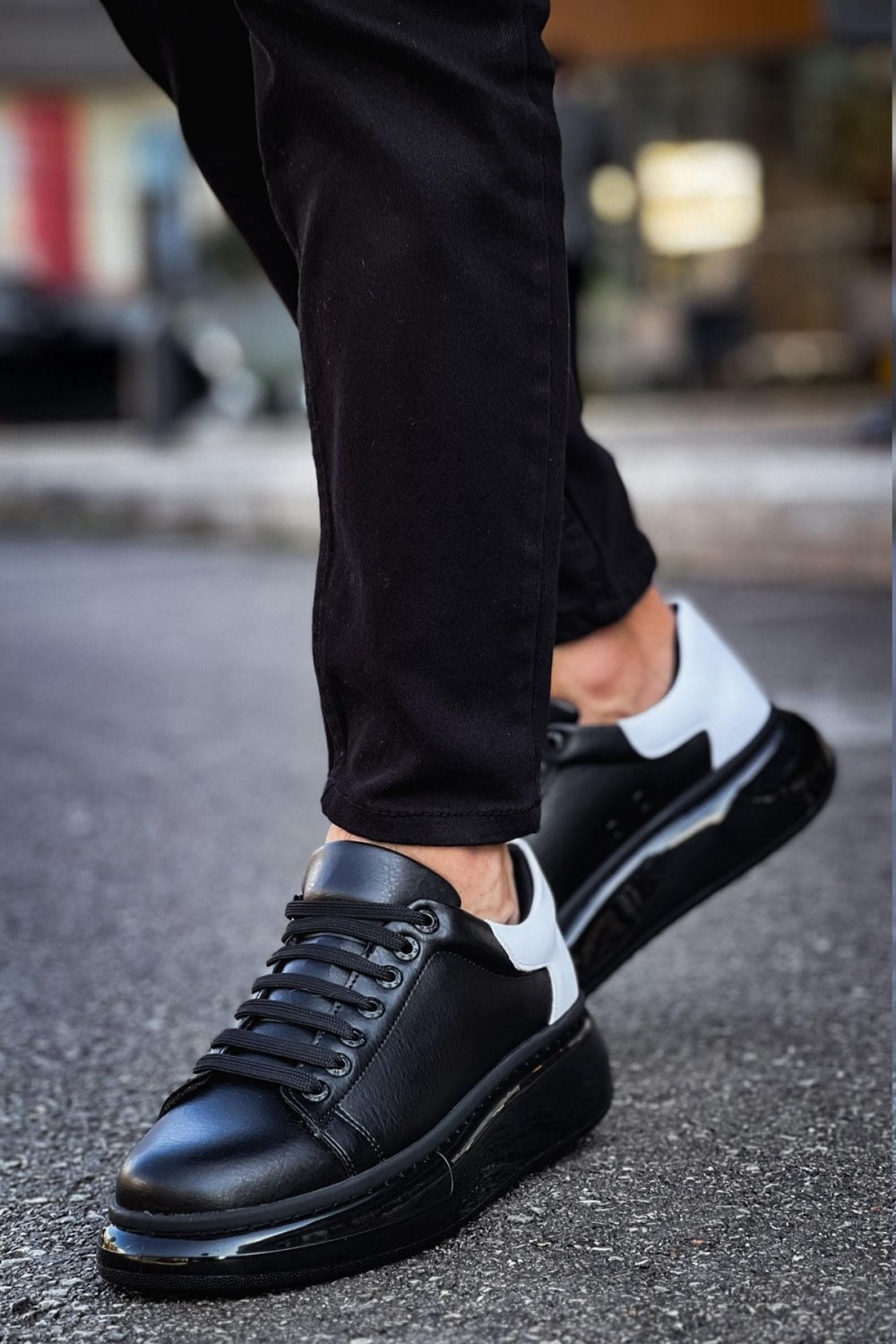 CH295 Sollıevo Erkek Günlük Bağcıklı Cilt Spor Sneaker Ayakkabı CST - Siyah/Beyaz Erkek Ayakkabı CH295 Sollıevo Erkek Günlük Bağcıklı Cilt Spor Sneaker Ayakkabı CST - Siyah/Beyaz – Chekich Erkek Ayakkabı