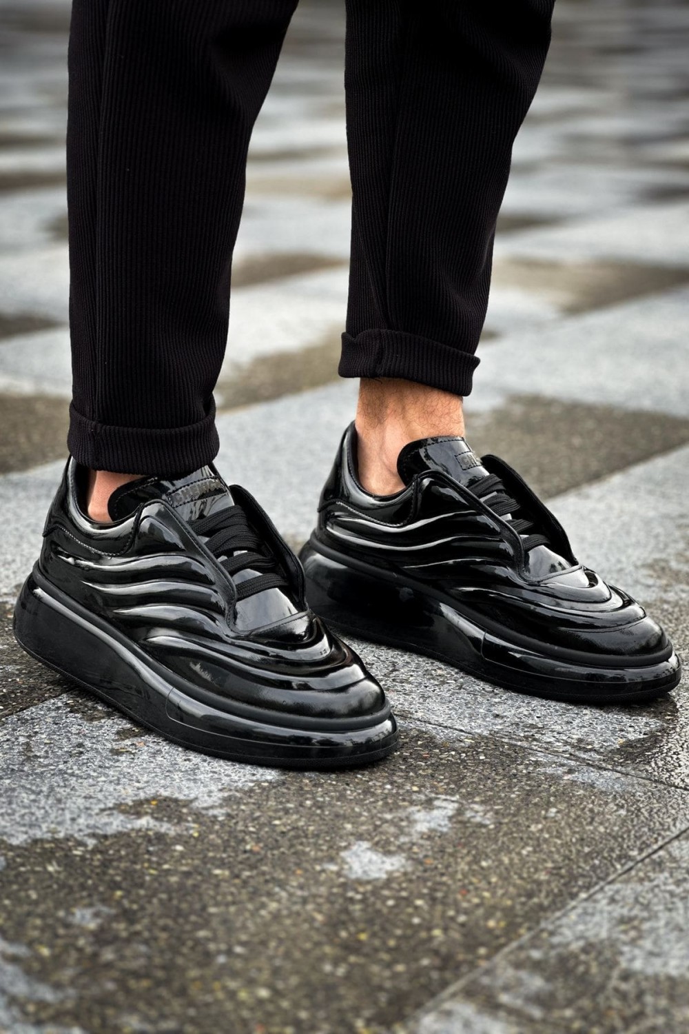 CH295 Sollıevo Erkek Günlük Bağcıklı Rugan Spor Sneaker Ayakkabı RST - Siyah Erkek Ayakkabı CH295 Sollıevo Erkek Günlük Bağcıklı Rugan Spor Sneaker Ayakkabı RST - Siyah – Chekich Erkek Ayakkabı