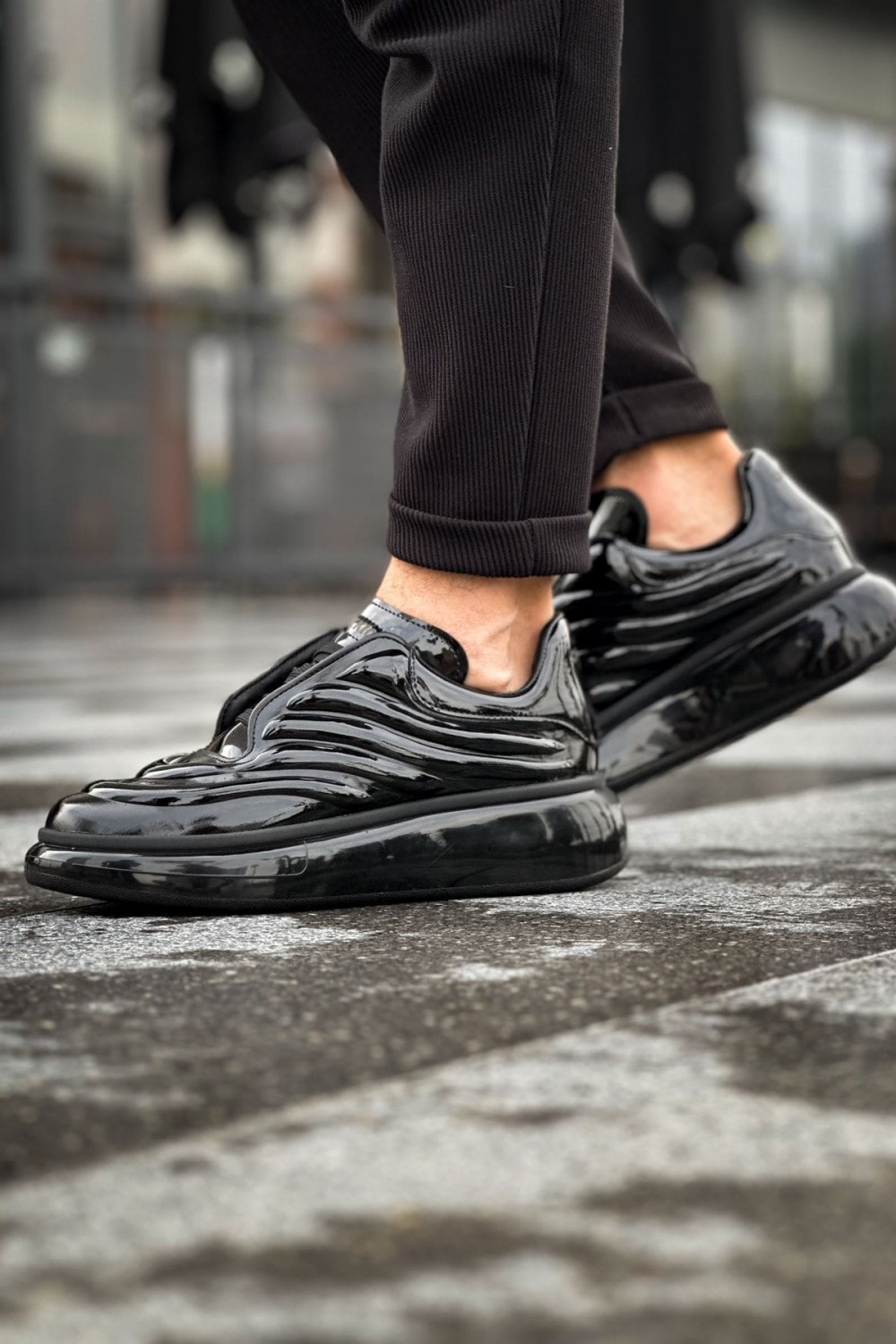 CH295 Sollıevo Erkek Günlük Bağcıklı Rugan Spor Sneaker Ayakkabı RST - Siyah Erkek Ayakkabı CH295 Sollıevo Erkek Günlük Bağcıklı Rugan Spor Sneaker Ayakkabı RST - Siyah – Chekich Erkek Ayakkabı