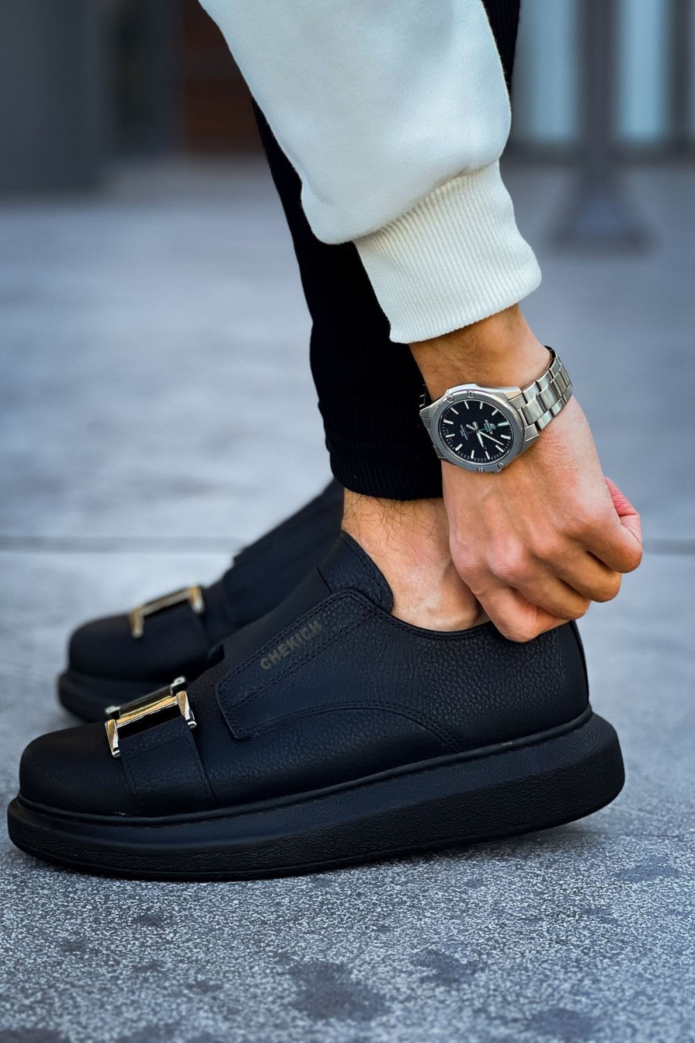 CH297 Verona Erkek Günlük Lastikli Tokalı Cilt Spor Sneaker Ayakkabı CST - Siyah Erkek Ayakkabı CH297 Verona Erkek Günlük Lastikli Tokalı Cilt Spor Sneaker Ayakkabı CST - Siyah – Chekich Erkek Ayakkabı
