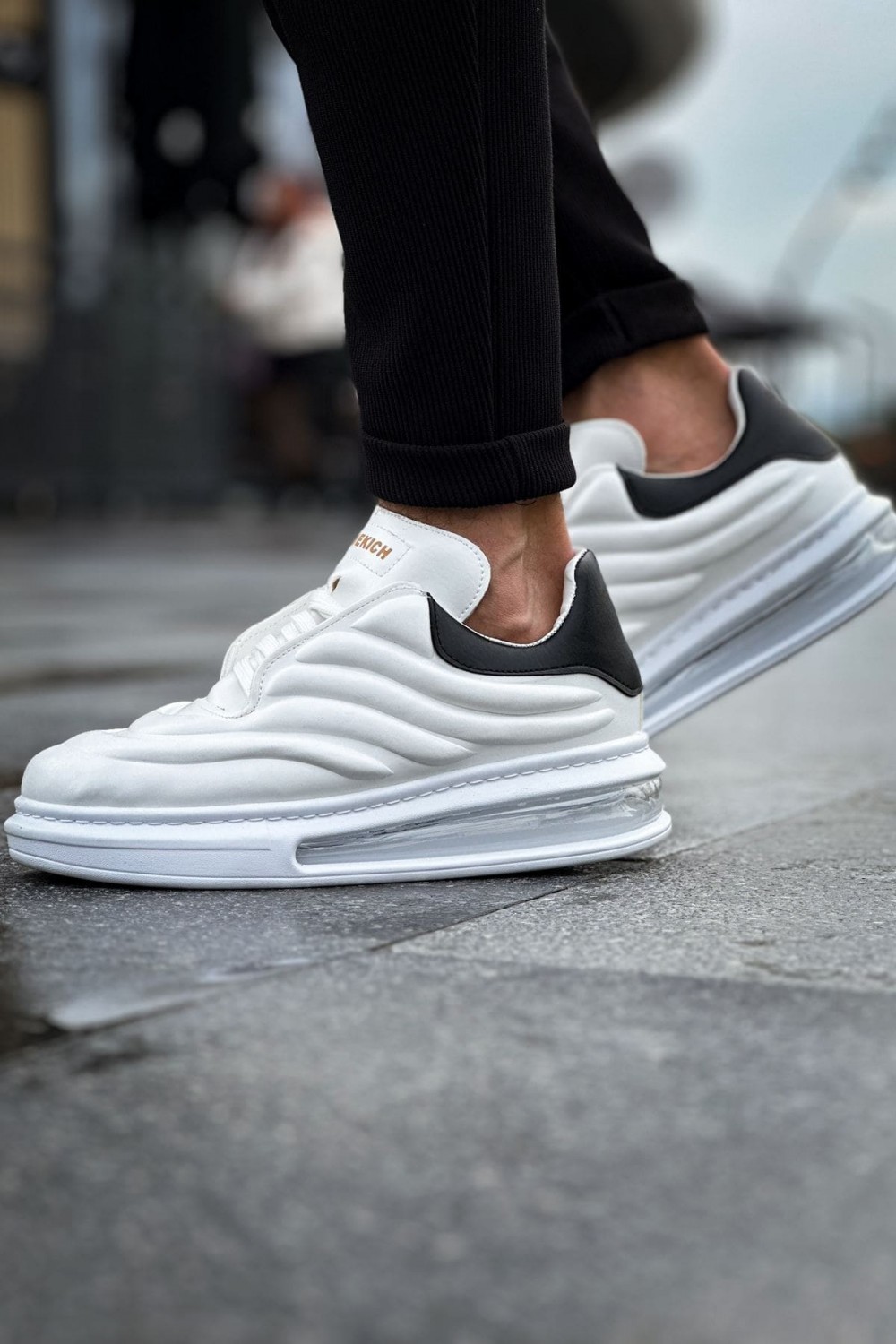 CH299 Sollıevos Erkek Günlük Bağcıklı Cilt Spor Sneaker Ayakkabı CBT - Beyaz/Siyah – Chekich Erkek Ayakkabı