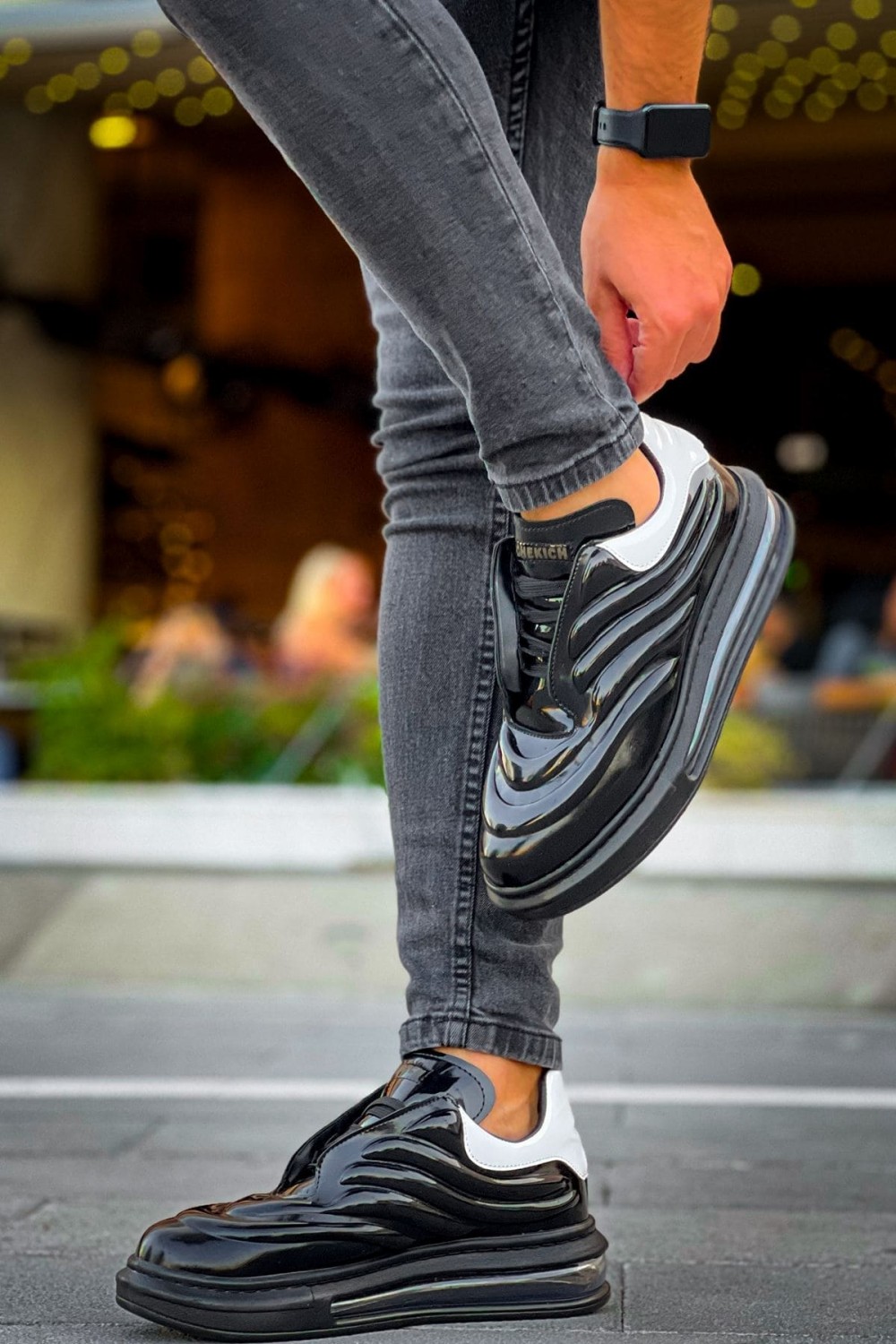 CH299 Sollıevos Erkek Günlük Bağcıklı Cilt Spor Sneaker Ayakkabı CST - Siyah/Beyaz – Chekich Erkek Ayakkabı