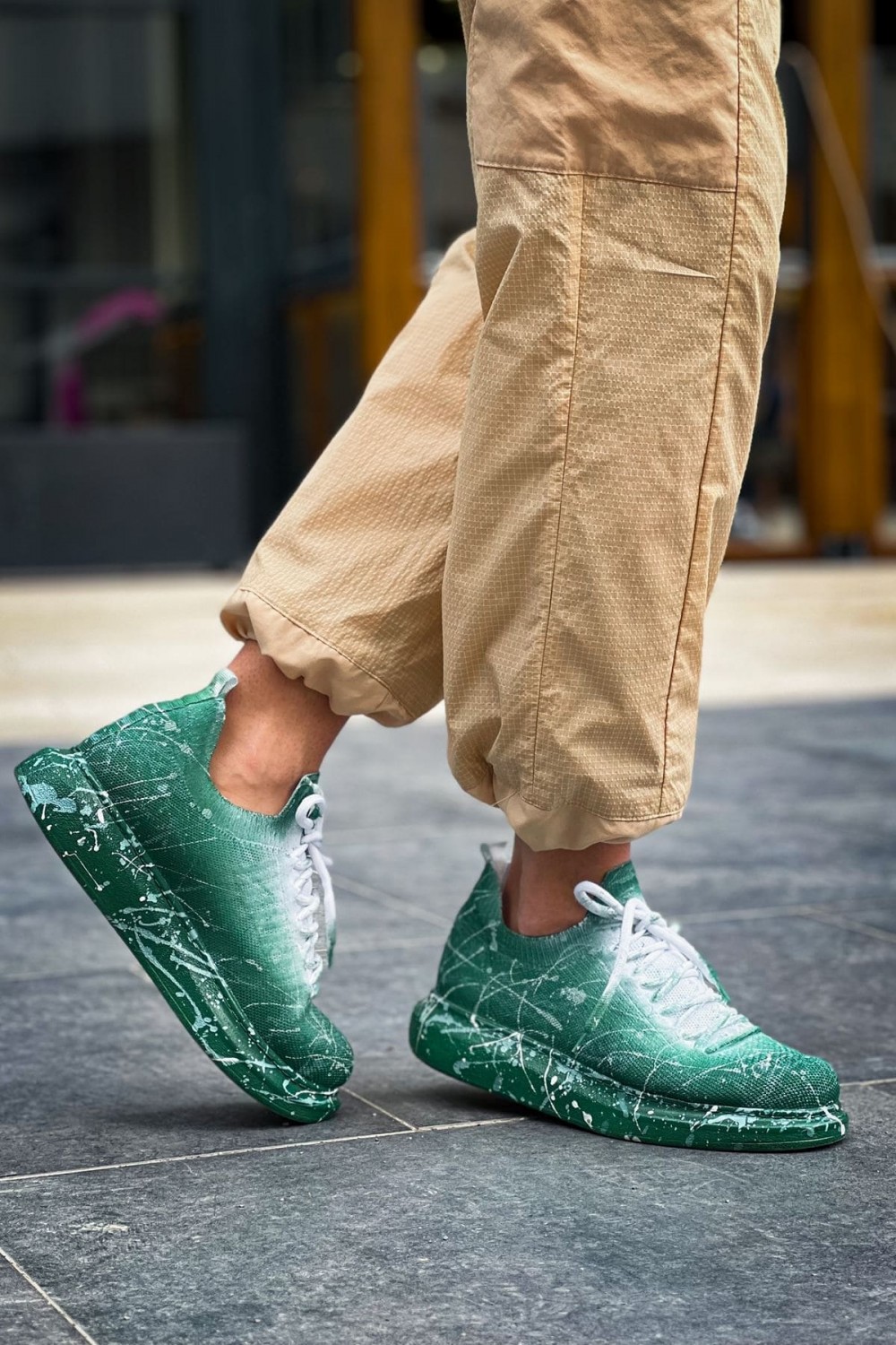 CH307 Tricot Erkek Günlük Bağcıklı Beyaz Splush Baskılı Triko Spor Sneaker Ayakkabı TRT - Yeşil Erkek Ayakkabı CH307 Tricot Erkek Günlük Bağcıklı Beyaz Splush Baskılı Triko Spor Sneaker Ayakkabı TRT - Yeşil – Chekich Erkek Ayakkabı
