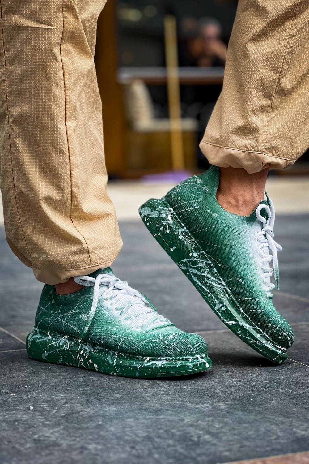 CH307 Tricot Erkek Günlük Bağcıklı Beyaz Splush Baskılı Triko Spor Sneaker Ayakkabı TRT - Yeşil Erkek Ayakkabı CH307 Tricot Erkek Günlük Bağcıklı Beyaz Splush Baskılı Triko Spor Sneaker Ayakkabı TRT - Yeşil – Chekich Erkek Ayakkabı